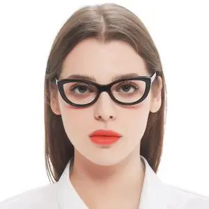 WEMOOTANTS Black Cat Eye Eyeglasses Cute Blue Light Blocking Glasses