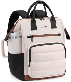 LOVEVOOK Puffer Laptop Backpack for Women, 15.6 Inch Work Backpack purse for Nurse Teacher, College Back to School Bookbag for Teen Girls, Personal Item Travel Bag Computer Daypack for Daily Commute