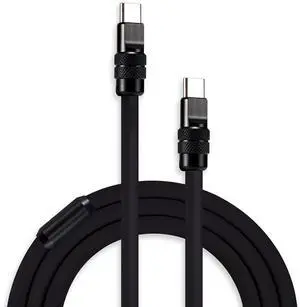 chubbycable Black Chubby - Black Samurai Edition 240W USB C Cable Fast Charging Cable Durable Silicone Charger Cord Compatible with iPhone 17-15 Series iPad MacBook Airpods, Type C to Type C, 16.4FT