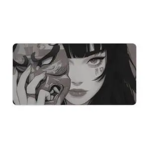QEOPGNE Samurai Large Mouse Pad Japanese Anime Girl Mousepad Gaming Cool Desk Mat Desk Pad for Keyboard and Mouse Mat Non-Slip Base 30x60cm