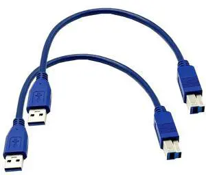 Seadream USB3.0 Printer Cable; 2Pack 1 ft / 30cm SuperSpeed USB 3.0 Type A Male to Type B Male Cable;USB 3.0 A to B Male to Male Cable;