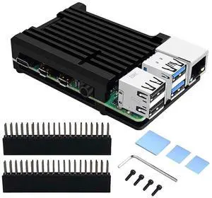 GeeekPi Case for Raspberry Pi 4B, Pi 4 Armor Case, Pi 4 Aluminum case with Passive Cooling/Shell Heat Dissipation Heatsink Thermal Tape for Raspberry Pi 4B