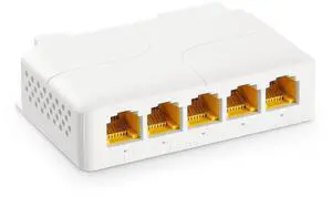 5 Port Gigabit PoE Extender, 1 in 4 Out PoE+ Repeater, 10/100/1000Mbps, IEEE 802.3 af/at/bt 90W, Wall and Din Rail Mount YuLinca PoE Passthrough Switch