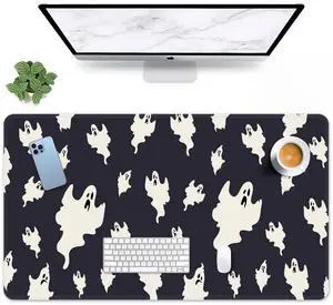 Arttown Halloween Ghost Spooky Large Gaming Mouse Pad Evil Horror Black Non-Slip Keyboard Desk Pad Keyboard Mouse Mat for Gamer,Office & Home,31.5 x 15.7 in