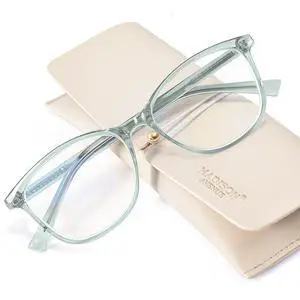 Madison Avenue TR90 Blue Light Blocking Glasses Anti Eyestrain UV Glare Blue Light Glasses for Women TV Phone Computer Gaming Eyeglasses (Transparent Green)