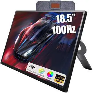 Maovz Portable Monitor, 1080P FHD 100Hz IPS Screen, 125% sRGB HDMI USB-C External Monitor for Laptop PC, Travel Second Display with Kickstand Case (18.5 Inch)
