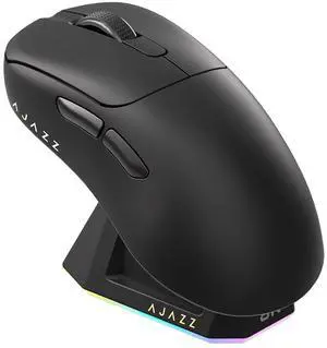 AJ179PRO PAW3395 26000 DPI Gaming Mouse, 8000Hz Polling Rate, 58g Ultra-Light, Tri-Mode (2.4G/Wired/Bluetooth 5.2), Magnetic RGB Charging Dock, Ergonomic Right-Hand Design, Black
