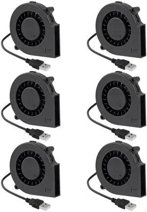 Alinan 6pcs 7515 5V USB Blower Fan Brushless Cooling Fan 75 * 75 * 15MM Cable Length 35CM Dual Ball Bearing 2PIN Terninal