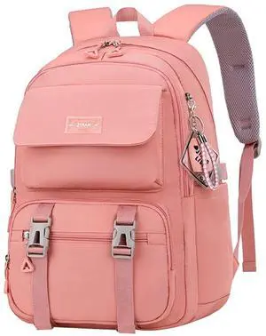 JiaYou Teen Girls Casual Backpack High Middle School Daypack Women Daily Travel Laptop Bag (2# Pink, 26 Liters)