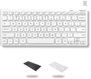 Macally Mini Compact Keyboard - Wireless Keyboards for Desktop PC, Surface, Chromebook, Notebook, Laptop Keyboard, Slim Key Board with 2.4G Wireless USB - Small Keyboard for Travel (White)