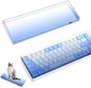 ZIYOU LANG KC02 Acrylic Clear Transparent Keyboard Cover(12.28*4*0.9) with Dustproof Waterproof Anti-hit Anti-cat Protective Case for 65% Layout 61Key 64Key 68Key Mechanical Gaming Keyboard(Blue)