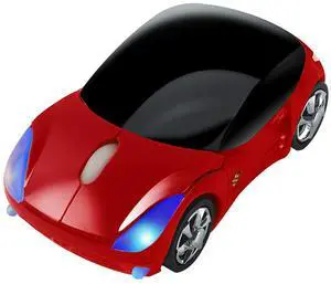 Wireless Car Mouse Cool Small Sports Car Shaped Computer Mice with USB Receiver 3 Buttons 1600DPI Optical Portable Cordless Mini Mouse for Laptop PC Computer Desktop Travel Home School Gift (Red)