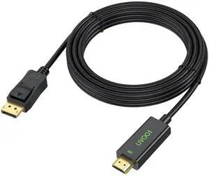 4K DisplayPort to HDMI Cable 15FT, UVOOI 15 Feet High Speed Display Port(DP) to HDMI Adapter Cable Male to Male Support Video and Audio for Monitor, HDTV, Projector, PC, Laptop