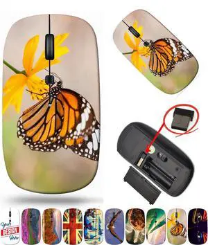 maizi Mouse Wireless for Mac Computer Personal Laptop, Mice Wireless 20702169 Monarch Butterfly on 2.4G Portable with USB Receiver Printed in USA