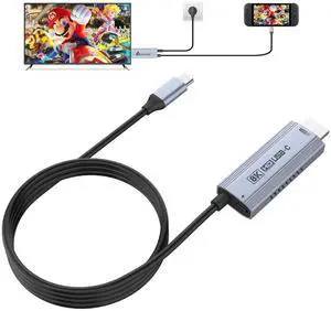Guermok TV Mode Projection Cable for Switch 2, 67in, USB-C to HDMI Cable with HDR & ALLM, Supports 8K@60Hz, 4K@144Hz Output, PD100W, Works with iPad, Capture Cards, TVs, Steam (Silver)