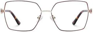 Zeelool Metal Glasses Frame for Women, Oversized Square Eyeglasses Eyewear Frame with Non-prescription Clear Lens & Spring Hinge ZJGM374867-05