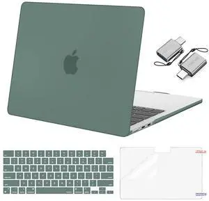 MOSISO Compatible with MacBook Air 13 inch Case 2025 2024 2023 2022 M4 A3240 M3 A3113 M2 A2681, Plastic Hard Shell&Keyboard Cover&Screen Film&Type C for MacBook Air 13.6 inch Case, Emerald Green