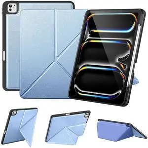 VIKESI for iPad Pro 13 Inch M4 Case 2024, Origami Case with Multi fold, Multi Angle Stand, Apple Pencil Holder, Support Auto Wake/Sleep-Sky Blue