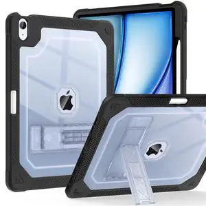 ZoneFoker for iPad Air M3 13 Inch Case 2025, for iPad Air M2 13-inch 6th Gen 2024 Glitter Slim Cover with Pencil Holder Heavy Duty Shockproof Hard Protective Case with Kickstand for Kids, Black