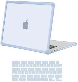 MOSISO Compatible with MacBook Air 15 inch Case 2025 2024 2023 Release M4 A3241 M3 A3114 M2 A2941, Anti-Cracking&Anti-Fingerprint Heavy Duty Hard Shell with TPU Bumper&Keyboard Cover, Baby Blue