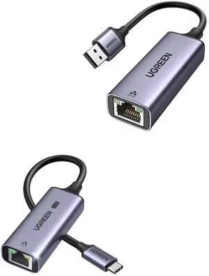 UGREEN USB C to Ethernet Adapter 2.5Gb Bundle with USB to Ethernet Adapter 1Gb