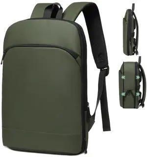 SUIKIHUM Slim Laptop Backpack for Men, Expandable Business Backpack with 16" Laptop Compartment - TSA 15L-25L Capacity Lightweight for Work Office, Dark Green