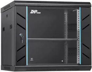 ZHPHMBM 9U Wall Mount Server Cabinet with Lockable Door Heavy Duty IT Network Rack Enclosure for Data Centers & Network Equipment