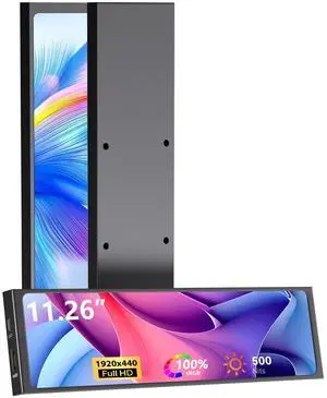 11.26" Mini Monitor FHD 1920x440 PC Case LCD Screen IPS Panel with HDMI & Type-C for CPU GPU Temperature Display, Aida64 PC Case Monitor Raspberry Pi & Laptop