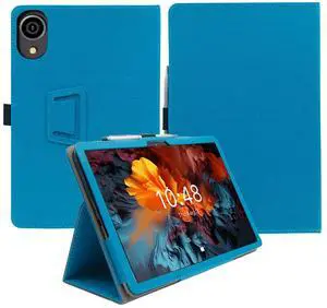 generic for ApoloSign EP103A Android 13 10.1"" Tablet Case,Folding Stand Protective Cover with Pencil Holder and Wrist Strap,Full Protection, Premium PU, Scratch Resistant (Light Blue)