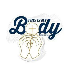 Catholic Concepts | This is My Body, Consecration 4 x 2.25 Vinyl Sticker Label Decal Waterproof Cool Accessory for Laptop, Hard Hats, Water Bottles, Scrapbooks, Folders, Cell Phone | 10-Pack