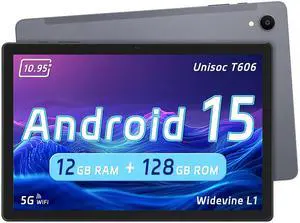 Tablet, 11 Inch Android 15 Tablet with 12GB RAM 128GB ROM, 1TB Expandable, 5MP+13MP Cameras, 1280×800 HD Display, Octa-Core T606, 5G Wi-Fi 6, 8000mAh Battery, 18W Fast Charging, Tablets for Adults