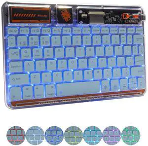 Thanice Wireless Bluetooth Keyboard,7 Colors Backlit Rechargeable Mac Keyboard, Silent Light Up Portable Keyboard for iPad iOS Android Windows Devices(Blue)