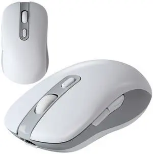 Thanice Bluetooth Wireless Mouse,3 Mode (Dual Bluetooth+USB) Rechargeable Computer Mice,Portable Optical Silent Mouse with USB Receiver,DPI Adjustable for Laptop,PC,Computer,Desktop(White)