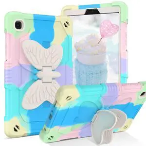 YINLAI for Samsung Galaxy Tab A7 Lite Case 8.7 inch with Butterfly Kickstand Silicone Kid Girls Boys Women Shockproof Protective Tablet Cover for Samsung Tab A7 Lite SM-T225/T220/T227,Colorful Green