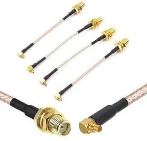 CORONIR Angle Head MMCX to SMA Female Low Loss FPV Antenna Extension Cable Adapter for FPV Racing Drone Quadcopter DIY Accs(95mm/3.7")-Pack of 4