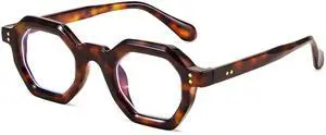 FEISEDY Retro Octagon Blue Light Glasses for Women Men Vintage Polygon Anti Glare Eyeglasses B0102