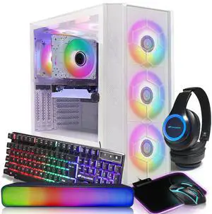 STGAubron Gaming PC Desktop, Radeon RX 6600 8G, Intel Core i7-10700KF up to 5.1G,16G DDR4, 1T SSD, 600M WiFi, BT5.0, RGB Fan x6, RGB Mouse Pad, RGB BT Sound Bar, RGB BT Gaming Mic, Windows 11 Home