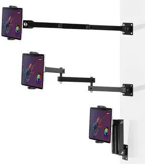 HEWYIOS Tablet Wall Mount Holder for 4-12.9 Inch,360° Rotatable,Compatible with iPad pro Air miniSamsung Tab Mount Wall stand for Business and Home, Exercise in Living Room and Cooking in Kitchen