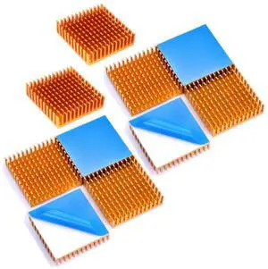 Easycargo 40mm Heatsink Kit 40x40x11mm + 3M 8810 Thermal Conductive Adhesive Tape, Cooler Heat Sink for Cooling 3D Printer, TEC1-12706 Thermoelectric Peltier 40mmx40mmx11mm (Goldentone, 10)