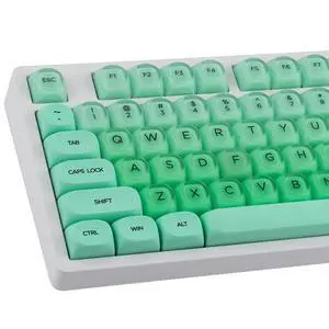 Hyekit PBT Keycaps MOA Profile Liquid Foundation Cute Keycaps 132 Keys Semi-Translucent Matte Crystalsi Keycap Set for Cherry MX Magnetic Switches Mechanical Keyboard, Green