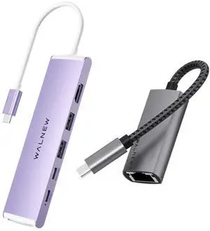 WALNEW 7-in-1 USB C Hub& USB-C to Ethernet Adapter