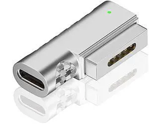 FASTELECTRIC 100W PD Quick Charge USB C to Magnetic 2 Adapter Connector Tip, Type-C to Mags 2 Converter with LED Indicator Light for 2013-2015 MacBook Pro Air, Silver