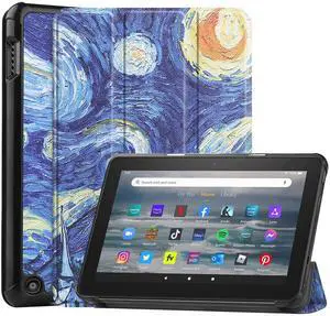 Dteck Case for Kindle Fire 7 Tablet 12th Generation, 2022 Release,Kids Case for Fire 7 Tablet,Premium Protective Lightweight Folio Stand Cover with Auto Wake/Sleep for Amazon fire 7 inch,Starry Night