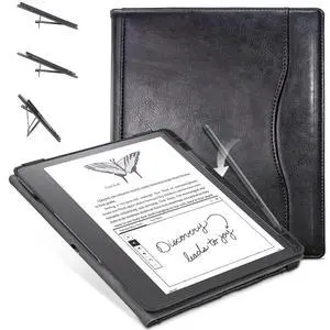 E NET-CASE Case for Kindle Scribe 10.2 inch 2024 & 2022 Released, Multi-Viewing 360 Degree Rotating Cover with Stand, Auto Sleep/Wake with Pen Holder, (Black)