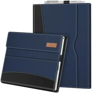Fintie Case for 12.3 Inch Microsoft Surface Pro 7 Plus, Surface Pro 7/6/5/4/3 - Portfolio Business Cover with Pocket, Compatible with Type Cover Keyboard, Navy