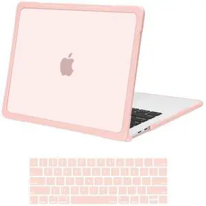 MOSISO Compatible with MacBook Pro 13 inch Case M2 2025-2016 A2338 M1 A2251 A2289 A2159 A1989 A1708 A1706, Soft TPU Bumper Anti-Cracking&Anti-Fingerprint Plastic Hard Case&Keyboard Cover, Pink