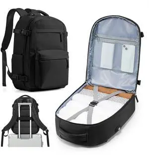 Lendolk Simple Travel Backpack For Women Men,Laptop Travel Backpack Carry on Flight Approved,Frontier Airlines Personal Item Travel Bag,Waterproof luggage backpack,Mochila de Viaje(Black)
