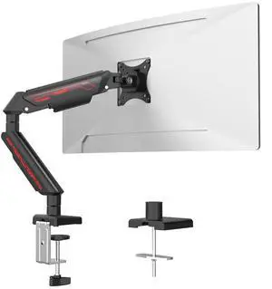 Fydeamer Monitor Arm, Gas Spring Monitor Stand for 17-35 Inch Screens up to 24.3 lbs, Adjustable Mount with C-Clamp & Grommet Base, Ergonomic Computer Monitor Mount (Single Arm Black)