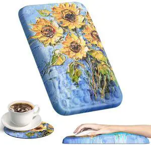 Ospelelf Mouse Pad with Wrist Rest Ergonomic Comfortable Pain Relief Mousepad Wrist Support for Computer Sunflower