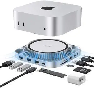 iVANKY 13-in-1 Mac mini M4 Dock, Ultra Docking Station Stand with M.2 NVMe SSD Enclosure, 4K@120Hz HDMI Hub for Mac mini M4 &M4 Pro (2024), 10 Gbps USB, SD/TE, Audio Ports *2, 20W PD Power Adapter *1